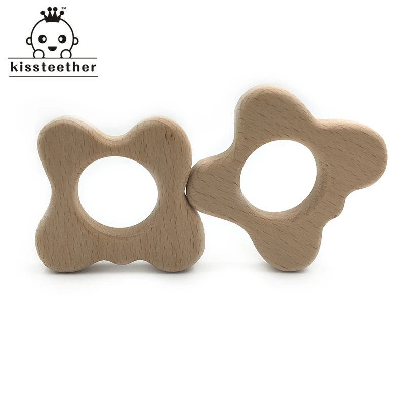 Mordedor de madera de haya org&aacute;nico hecho a mano, mariposa Natural, colgante personalizado, respetuoso con el medio ambiente, seguro, juguetes para beb&eacute;s-3