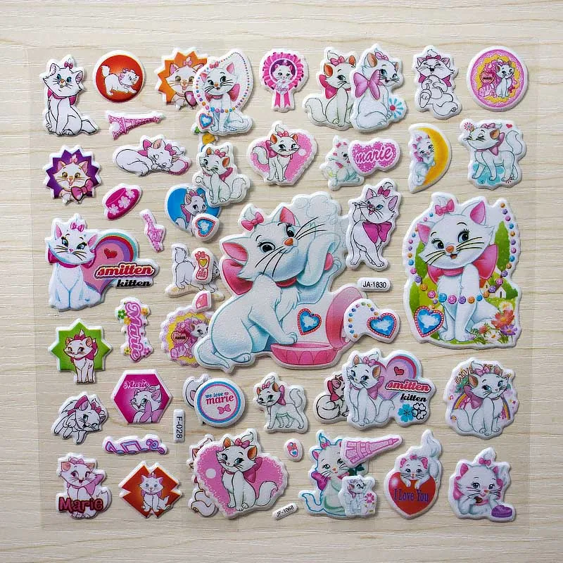 mali cat 6 шт., модные детские игрушки, 3D наклейки в виде машины Marie Cat, Детские деформационные наклейки в виде робота-пузыря для мальчиков и девочек - Цвет: mali cat