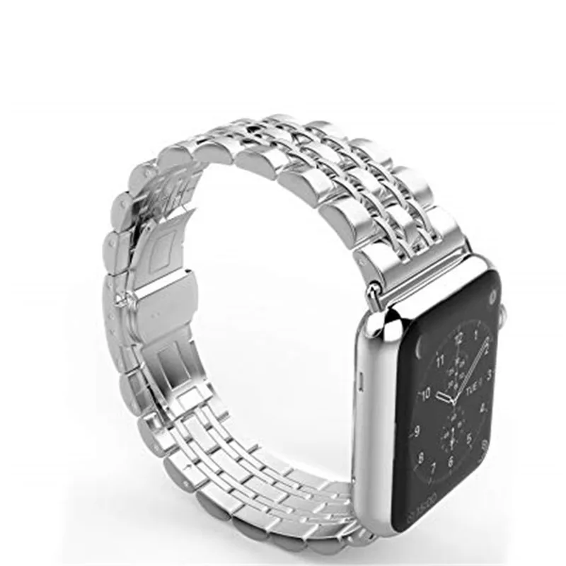 Ремешок мужской из нержавеющей стали для Apple Watch 4/3/2/1 складная застежка с двумя