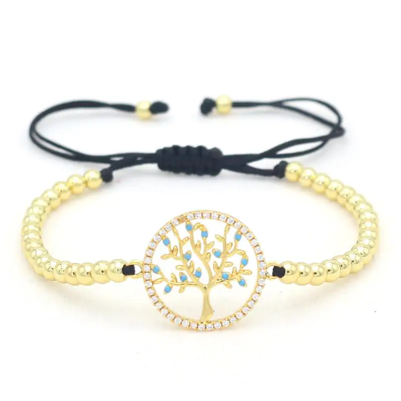 Милый медведь Micro Pave CZ Круглый выдалбливают Дерево жизни браслет Одежда высшего