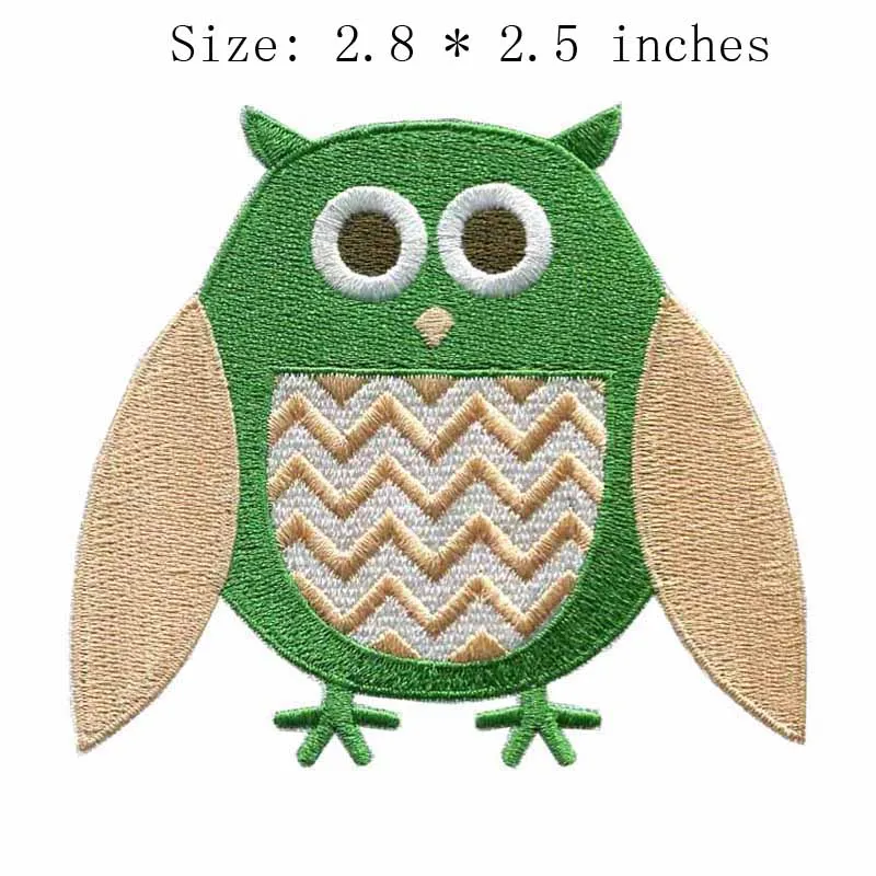 

Owl 2.8"wide embroidery for green/sewing on hat/clothes