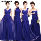 Королевский синий мода плюс размер платья подружки невесты платье подружки невесты без рукавов в пол трапециевидной формы аппликации для свадьбы 2020