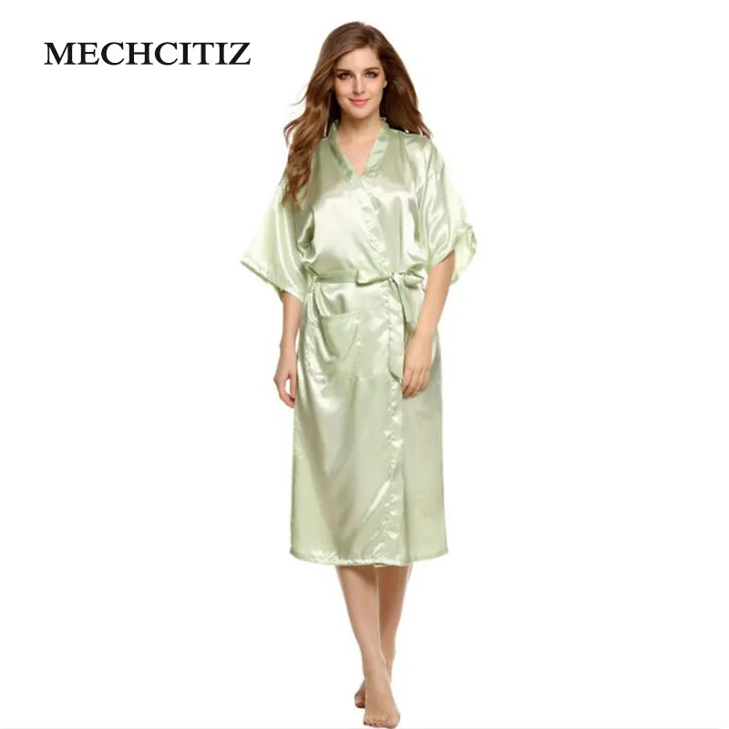 MECHCITIZ Silk Satin Wedding Mother of the Bride Robe Summer Dressing Gown Fashion Kimono For Women | Женская одежда