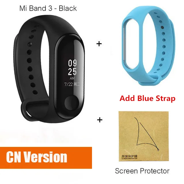CN blue film Xiaomi mi Band 3 умный фитнес-браслет трекер Смарт-часы браслет OLED тачпад монитор сна Пульс mi Band 3 - Цвет: CN blue film