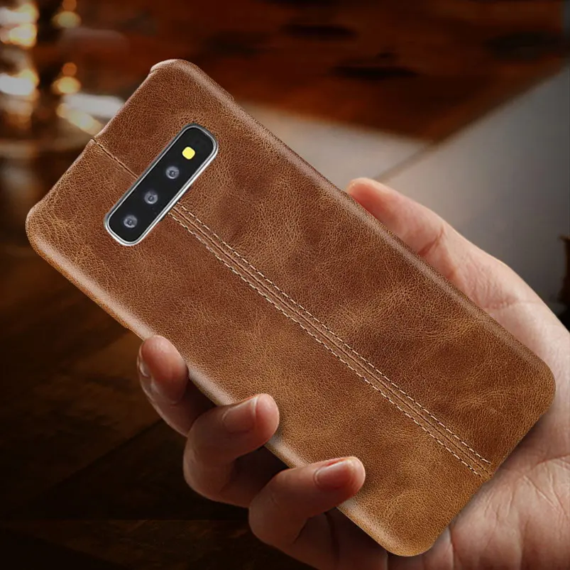 Тонкий ультра тонкий чехол для телефона с личи для samsung Galaxy S10 Plus, чехол из натуральной кожи, чехол для samsung S10 capa S10E S10