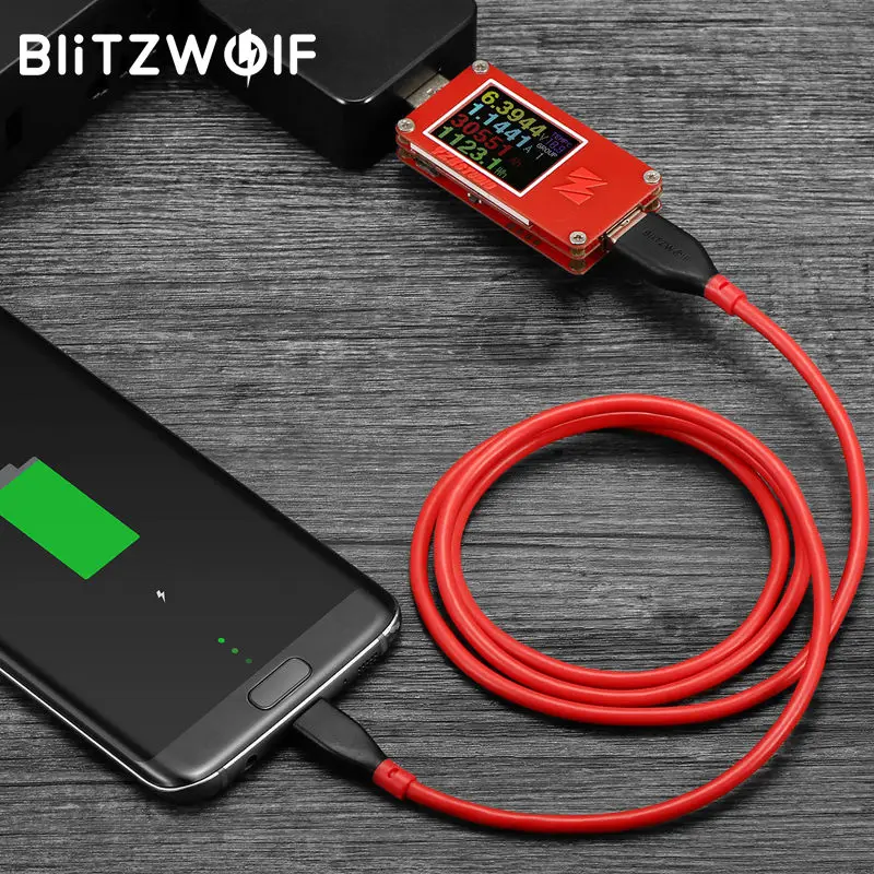 Кабель USB Type-C BlitzWolf 3A кабель для быстрой зарядки типа C передачи данных AmpCore 1 м 30 см