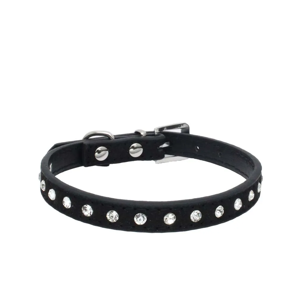 Black 1 шт. ошейник для маленькой собаки хрустальные Горячие Bling Стразы из искусственной кожи ошейники для кошек для щенков ожерелье шейный ремень Индивидуальные товары для домашних животных - Цвет: Black