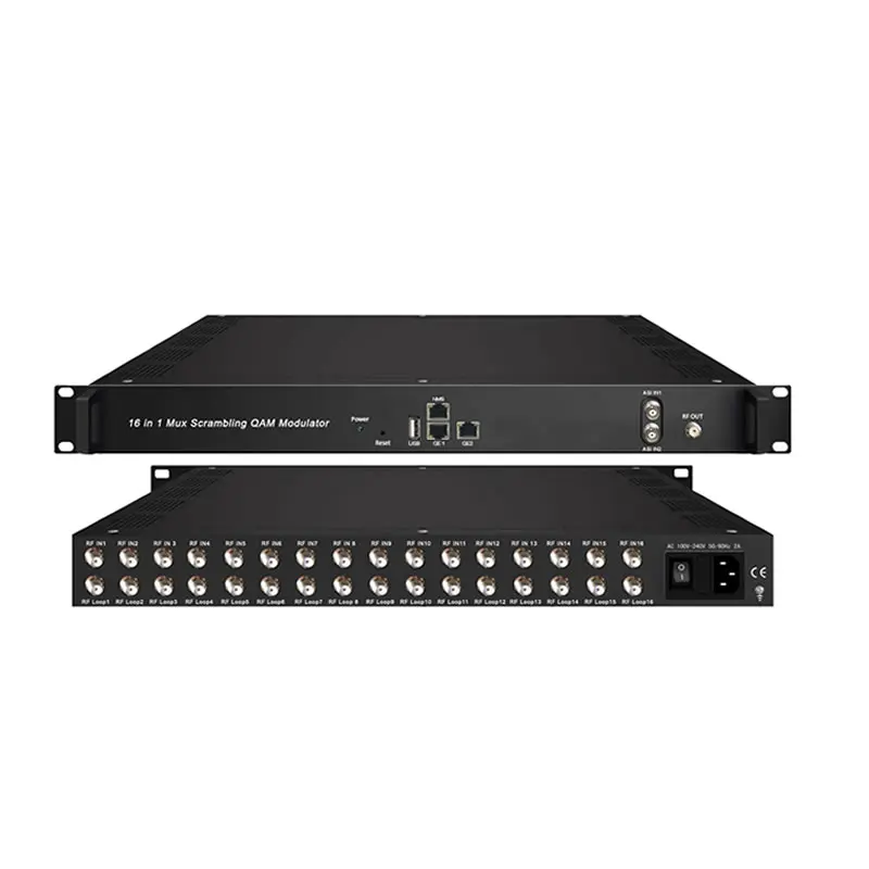 16 DVB C/T)/S/S2/S2X/ATSC/ISDB T до QAM RF модулятор в Mux карабкаться каналов цифровй кабельного