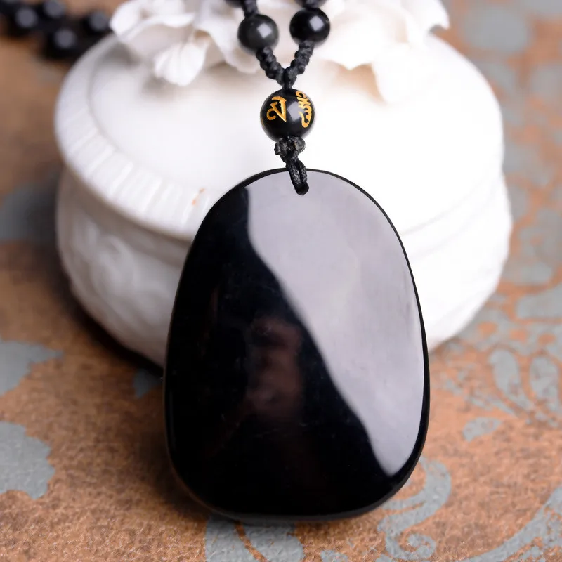 Натуральный резьба по обсидиану тысяча рук из Гуаньинь, Будда Кулон Для женщин Для Мужчин's Lucky амулет ювелирные подвески с бисером Цепочки и ожерелья