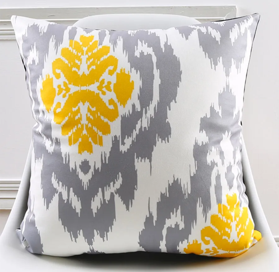 Бесплатная доставка! Желто серая квадратная подушка с геометрическим