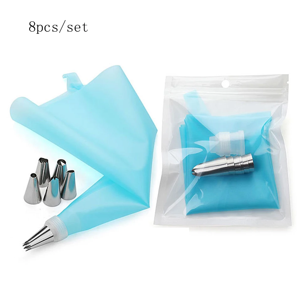 8 Pcs 1 set Transhome Кондитерские насадки для крема "8/14/26/50 шт./компл. Кондитерская машина для заполнения мешков/конвертер крем для выпечки инструменты для тортов, насадки для украшения - Цвет: 8 Pcs 1 set