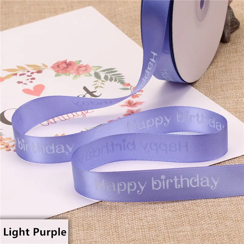 Light Purple Новая ширина 2 см полиэфирная лента для торта магазин выпечки печатные ленты цветочный с днем рождения упаковка подарок diy галстук ручной работы материал - Цвет: Light Purple