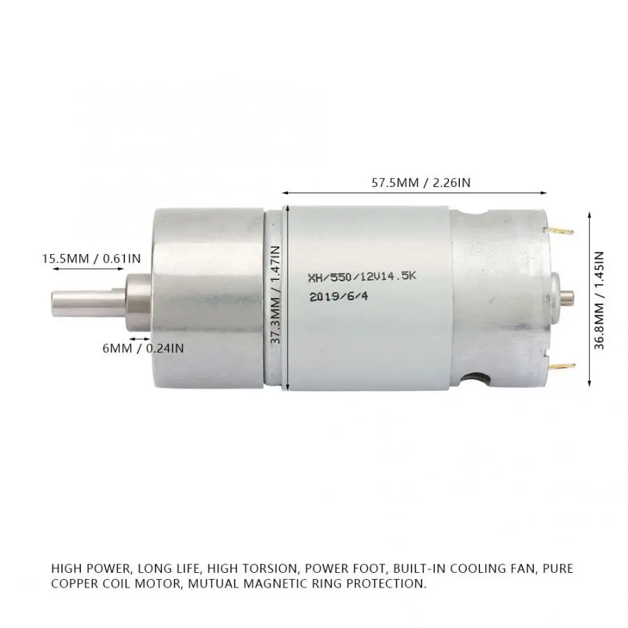 12V мотор редуктор постоянного тока для снижения скорости двигателя Большой