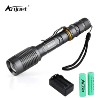anklet silver appearance led xm l2 flashlight zoomable torch 5 mode tactical flashlight with battery charger for outdoor camping