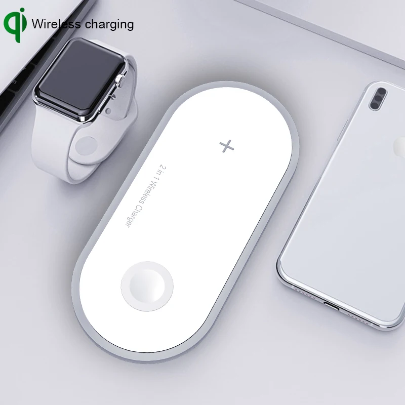 Беспроводное зарядное устройство Qi 10 Вт 2 в 1 для iPhone XS Max XR X Samsung быстрая