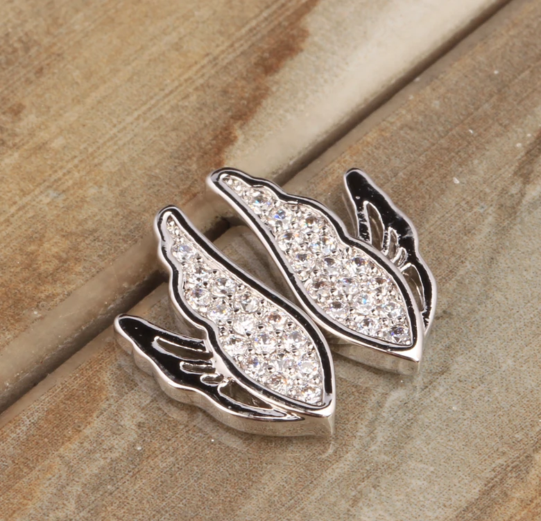 Приятным прекрасный лебедь животных Белый Цирконий 925 стерлингового серебра