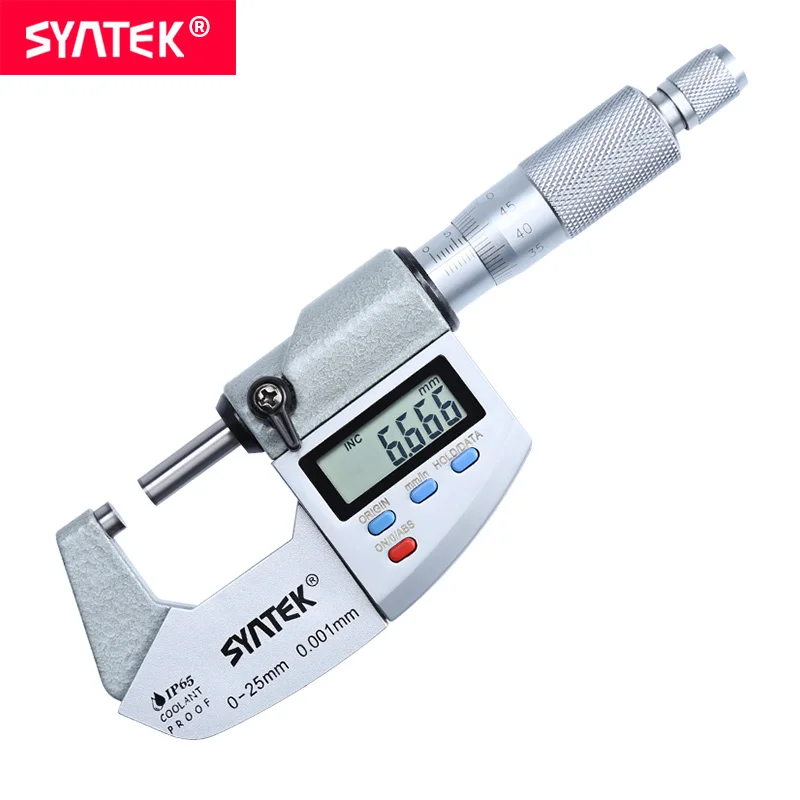 Syntek 0 001 мм IP65 Водонепроницаемый электронный цифровой внешний микрометр 25 суппорт
