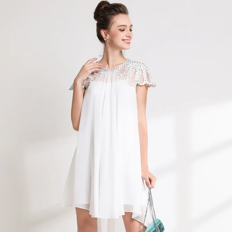 Женское шифоновое платье с асимметричным подолом большие размеры | Женская