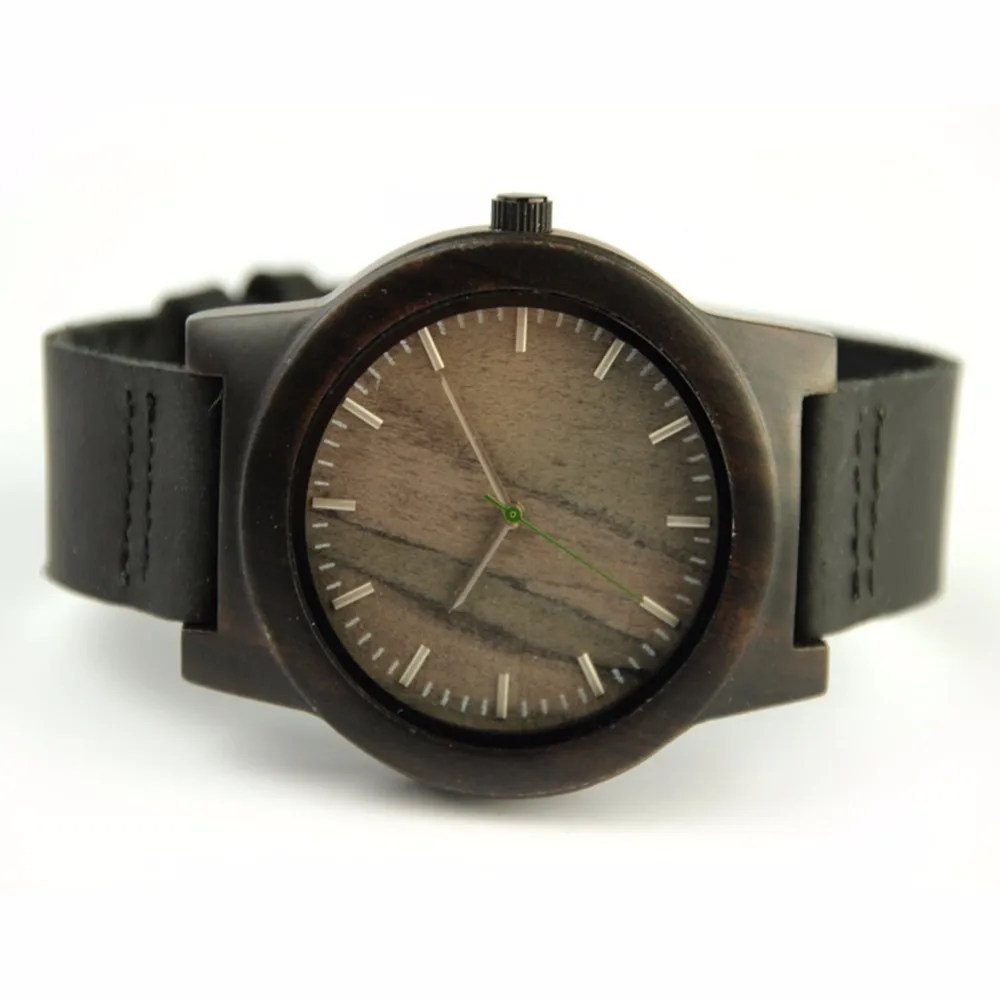 Мода Классический Японии Movt Черного Дерева Часы Роскошные Мужские Кварцевые Wirst