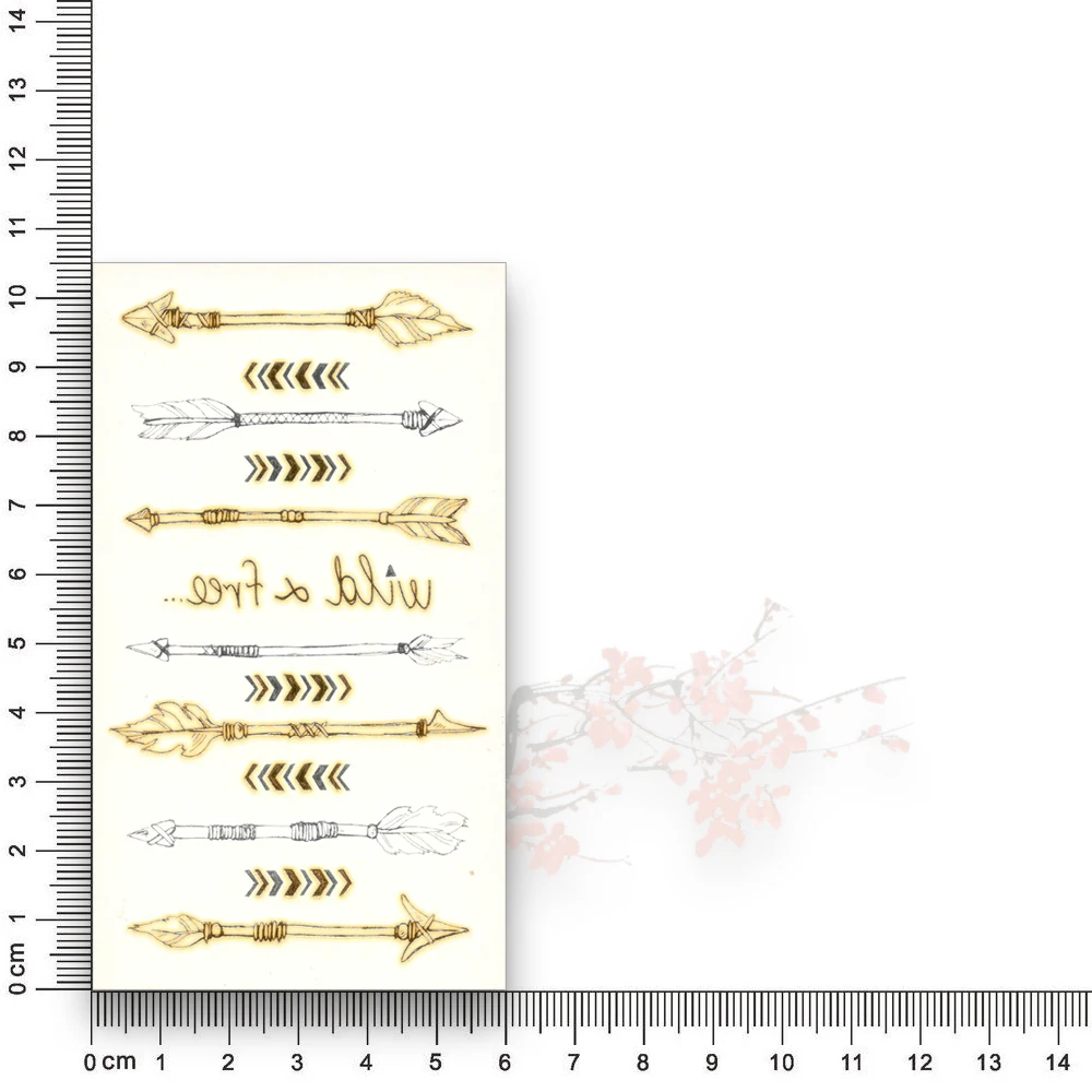 Стрелка временные фальшивые татуировки металлик золотого и серебряного цвета