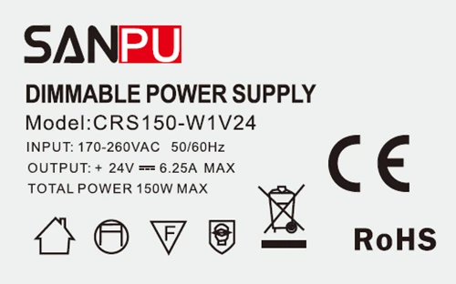 SANPU 24V затемнения светодиодный драйвер 150W 6A Triac 0-10В 2in1 затемнения 24VDC переключатель режима Питание 220V 240V AC-DC 24 вольт трансформатор