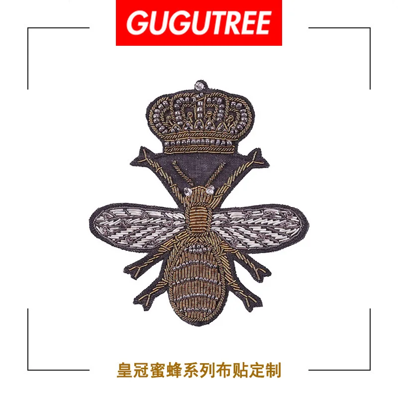 GUGUTREE Индия шелк вышивка ранг Корона уха риса якорь пчелы нашивки КРЫЛЬЯ значки аппликации патчи для одежды DZP-90