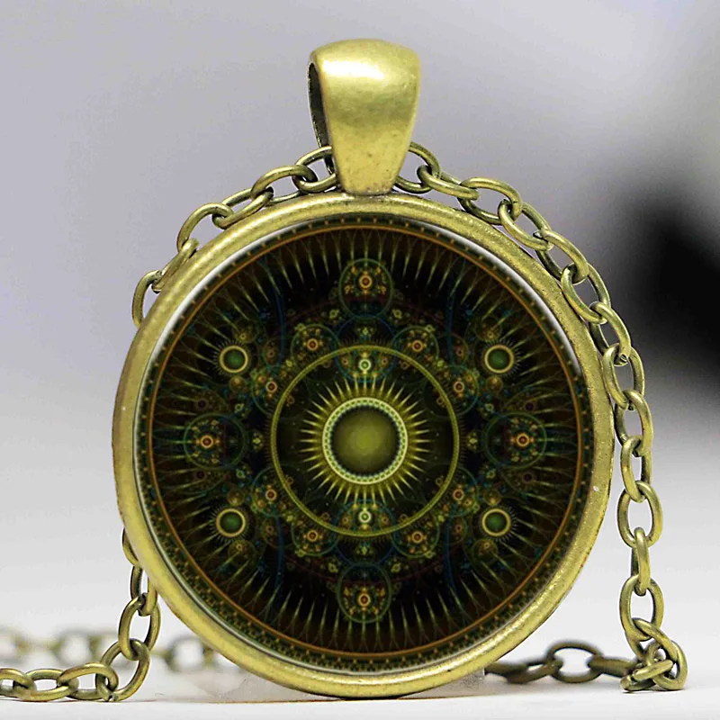 Винтажное ювелирное ожерелье волшебное колесо Ретро стеклянная подвеска