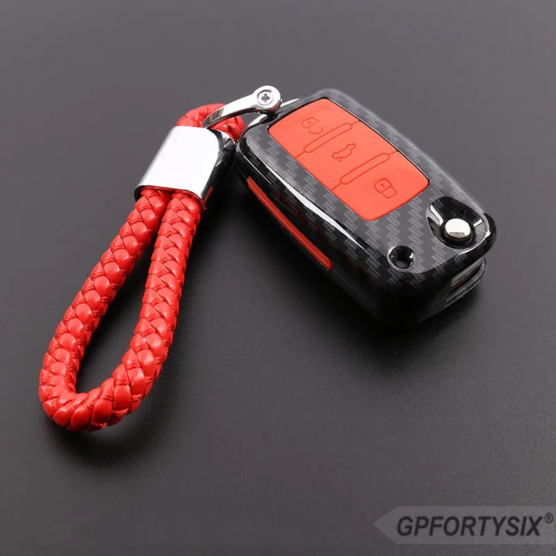 Чехол для автомобильного ключа из углеродного волокна Volkswagen VW Passat CC POLO Golf jetta CrossFox Plus Eos Scirocco Beetle Skoda