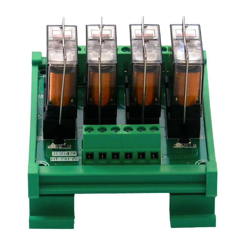 4 Канальный Релейный Модуль 24VDC PNP/NPN HF14FW din рейка Monting релейная плата 4I/4O оптопара