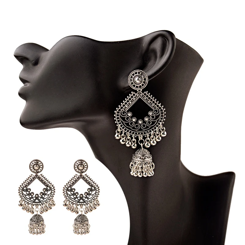 OIQUEI 2019 богемные антикварные Большие колокольчики Jhumka индийские этнические