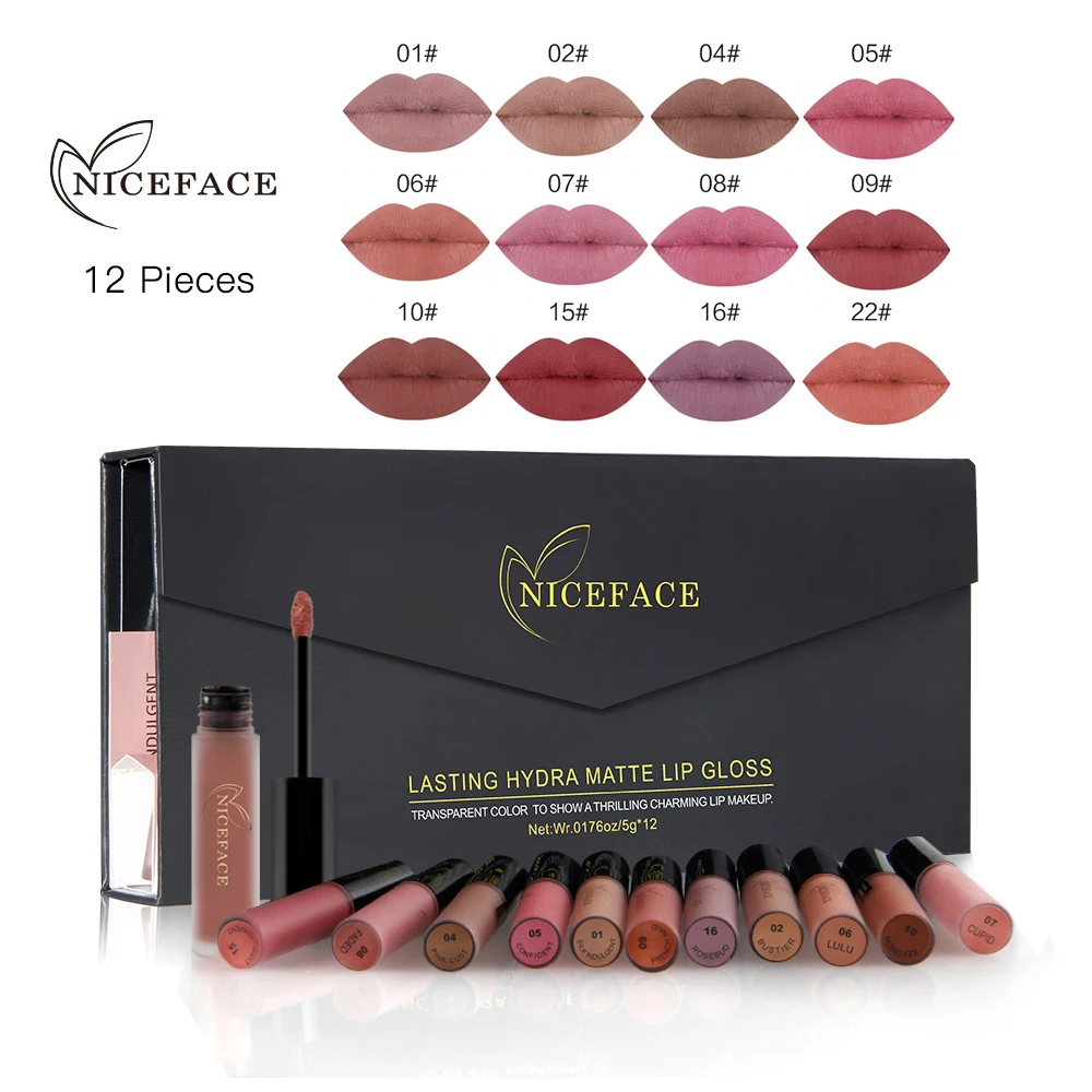 12 шт. брендовый водонепроницаемый набор для макияжа губ пигментированный