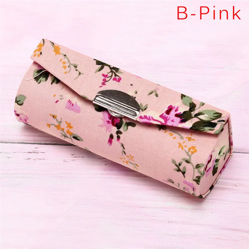 B-pink Коробка для помады с цветочным принтом одна помада чехол для хранения косметички с зеркалом женская коробка для хранения косметики - Цвет: B-pink