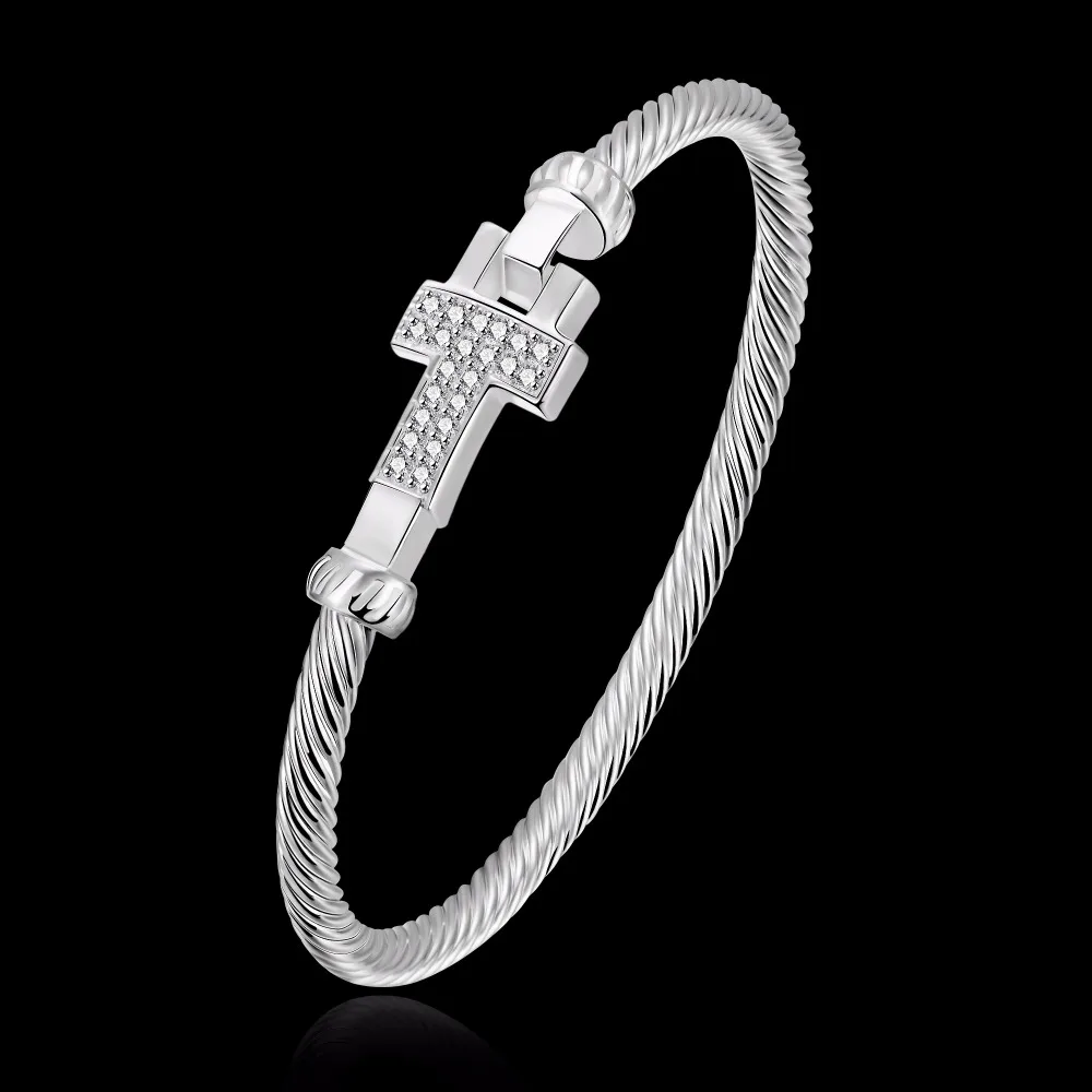 Kinitial геометрические боковые перекрестные браслеты и с цирконом браслет для
