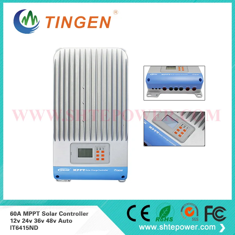 

EPEVER EPsolar 60A 48v solar charge controller mppt 60a 12V 24V 36V 48V auto work with loads connection IT6415ND