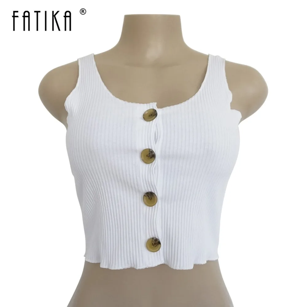 FATIKA новинка 2018 летняя женская майка сексуальная однотонная облегающая без