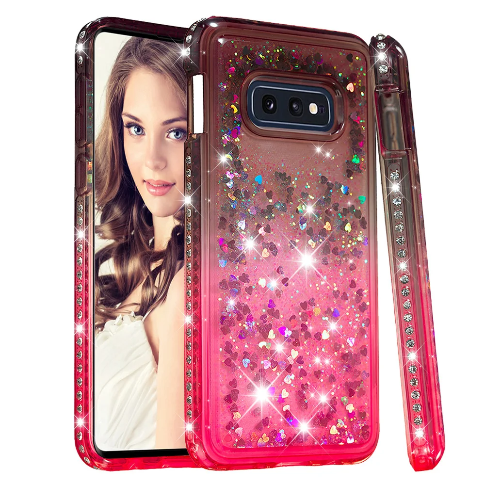 Мягкий ТПУ блестящий бриллиантовый плавучий жидкий женский милый чехол для Galaxy