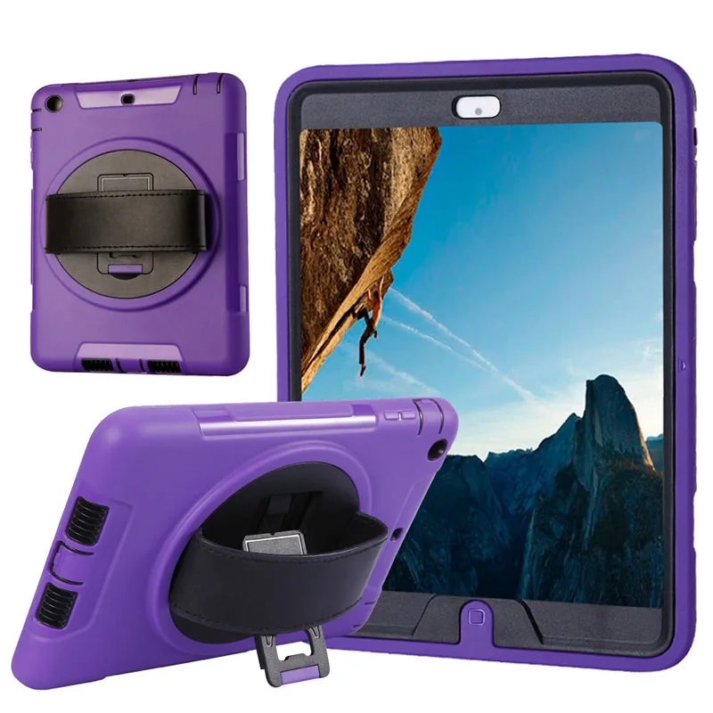 Purple for iPad 2 34 Кожаная сумка с ремешком вокруг чехол для Apple iPad 2/3/4 дети Безопасный мягкий силиконовый ударопрочный повышенной прочности с протекторным рисунком и подставкой для рук Функция удержания дл iPad 234 - Цвет: Purple for iPad 2 34