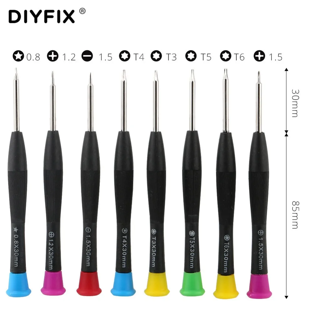 Набор отверток DIYFIX 8 в 1 0 Pentalobe 2 Phillips 5 Cross плоский T3 T4 T5 T6 для фотографий