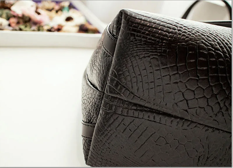 Сумки для женщин 2017 модная повседневная Глянцевая аллигатора сумки Большая
