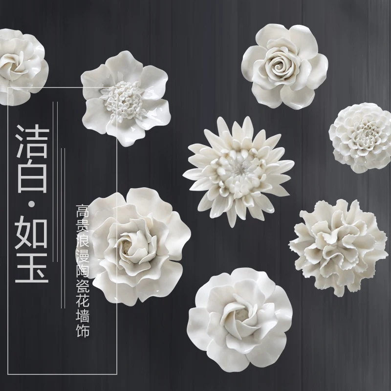 

white Peony Rose decorative wall flower dishes porcelain decorative wall plates vintage crafts room home decoration accessories