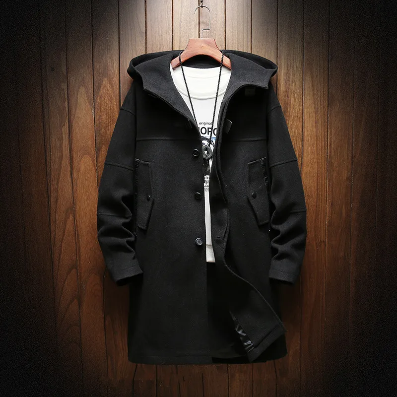autumn and winter New style Men's fashion casual Long style trench coat Men's Cotton hooded jackets men size M-5XL