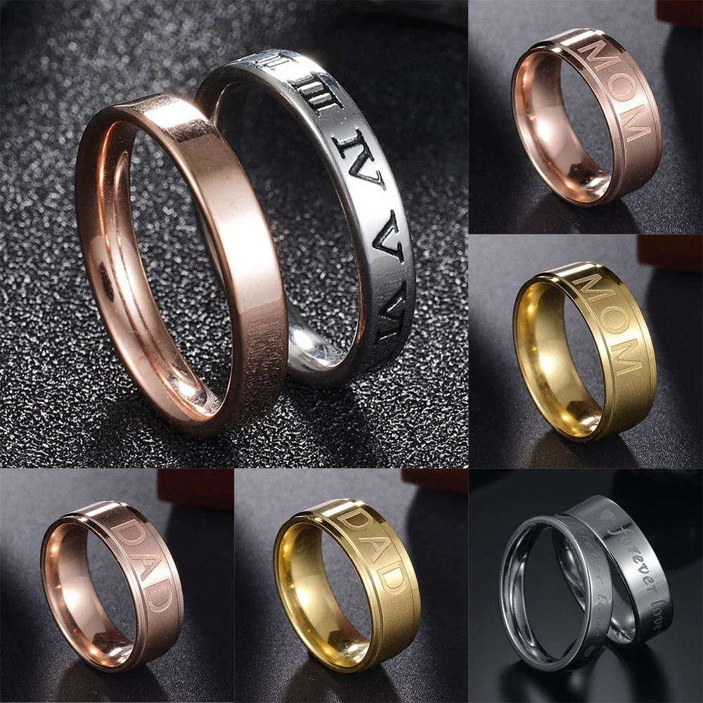 

MMS Wedding/Engagement Ring KING and QUEEN/DAD and MOM Engraving Ring Forever Love Design Digital Ring Romantic Couple Ring