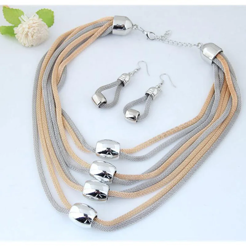 Gold gray LZHLQ, женское металлическое колье, Трендовое, многослойное, крученое, вращающееся, на цепочке, Геометрическая, на ключице, панк, ювелирное изделие - Окраска металла: Gold gray