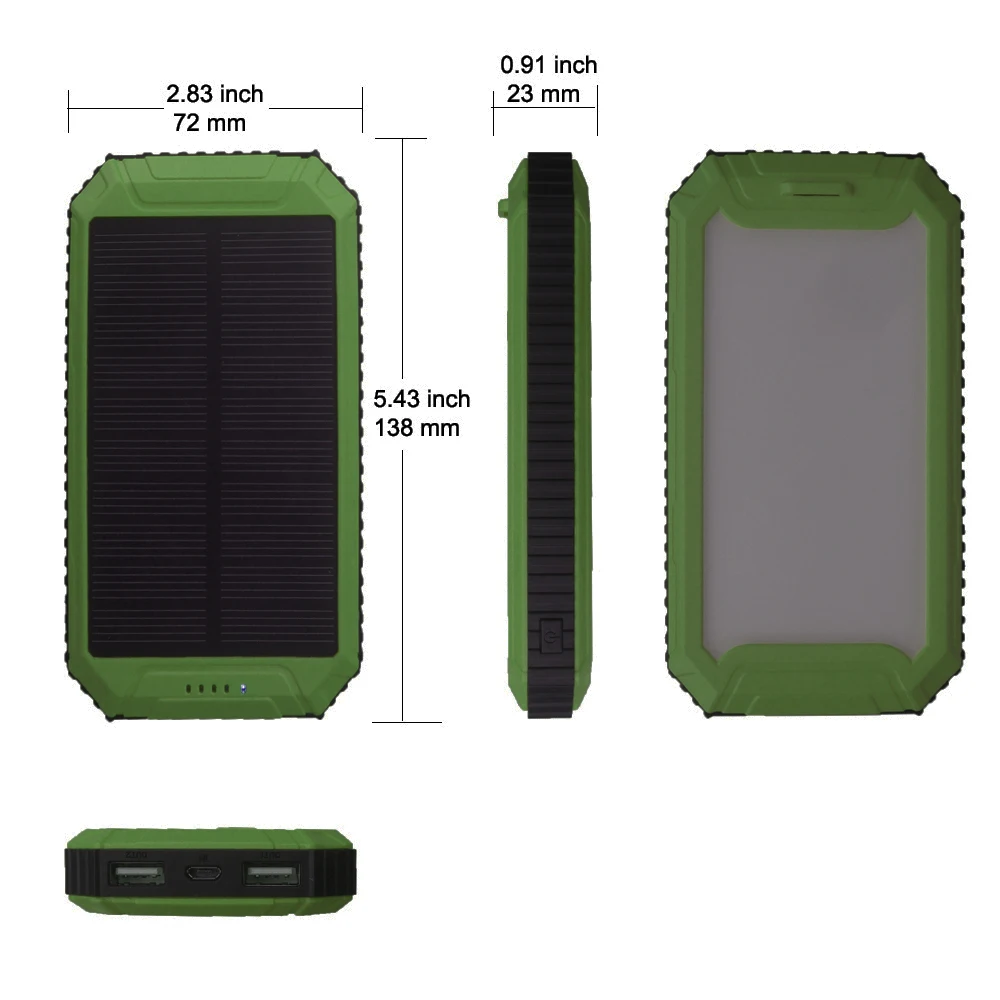 PowerGreen прожектор дизайн Солнечный мобильный телефон зарядное устройство 10000mAh