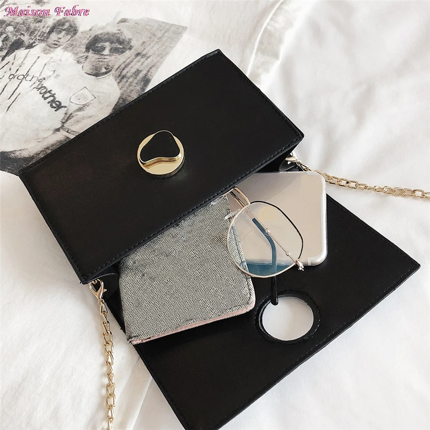 Женская модная сумка мессенджер с цепочкой через плечо простая маленькая