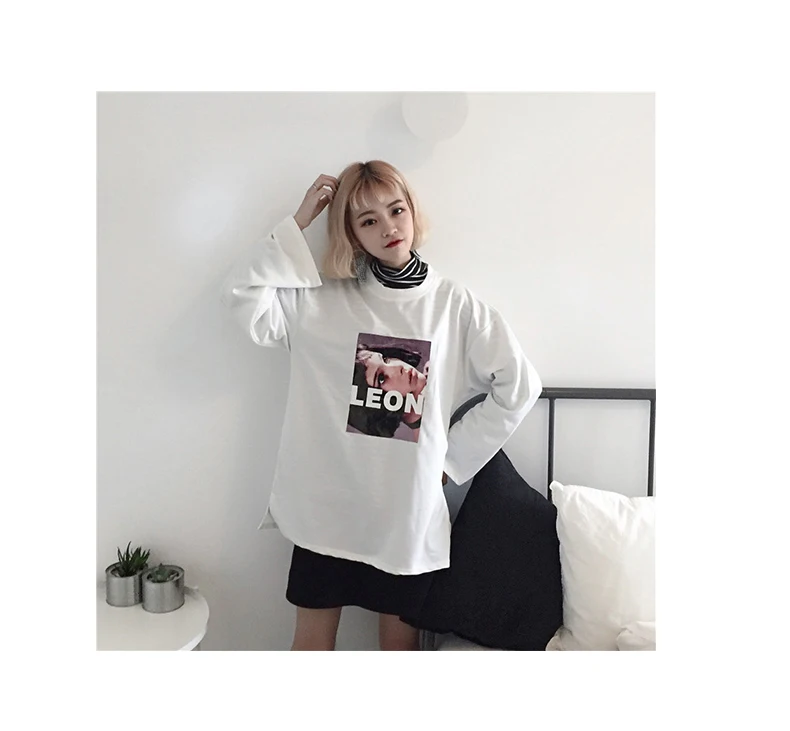 Футболки Ulzzang хип-хоп женская футболка с длинными рукавами женская Повседневная футболка с принтом студенческие свободные безрукавки осенние Топы harajuku