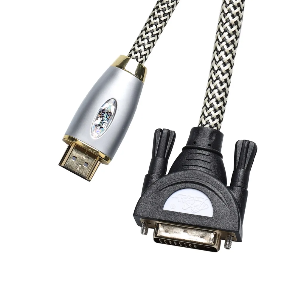 Нейлоновый плетеный кабель HDMI DVI аудио видео Папа папа для ПК монитора HDTV