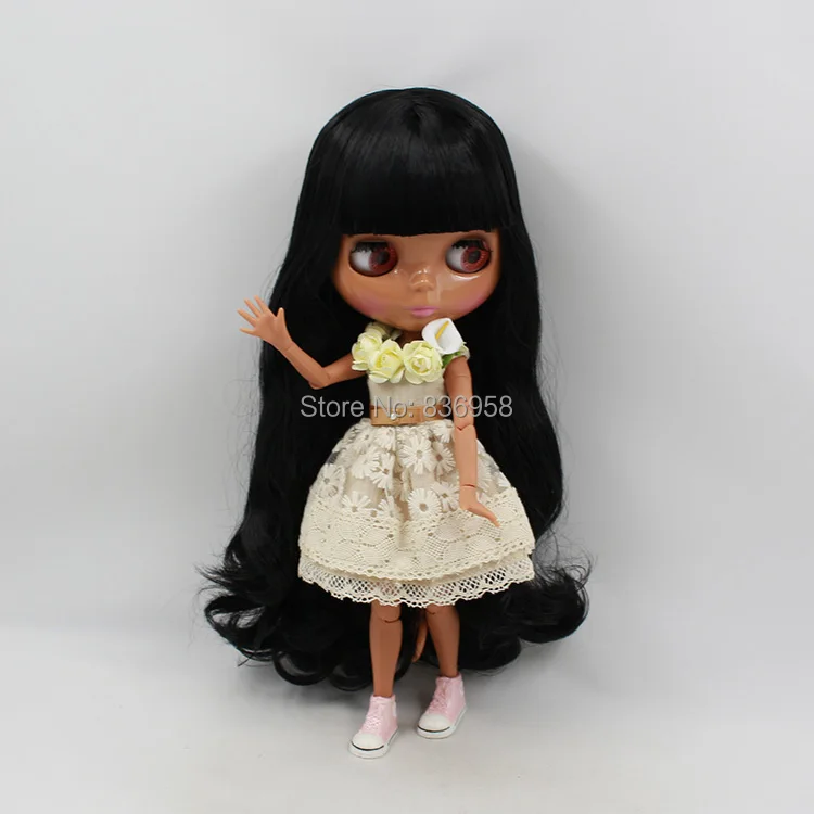 Ледяной DBS Blyth кукольные 1/6 bjd игрушка темной кожи шарнирное тело длинные черные