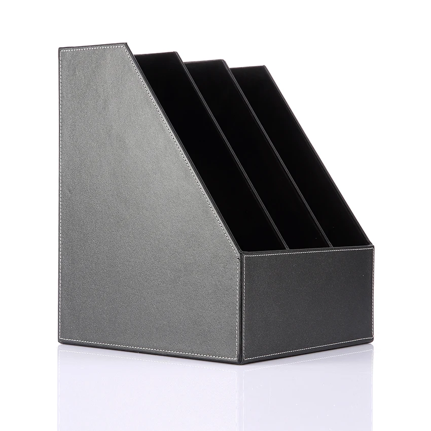 Подставка под папку для документов с 3 отделениями|wood leather|box boxrack organizer |