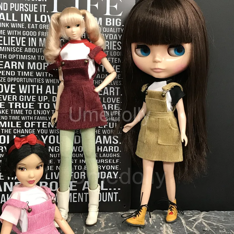 1 шт. повседневный наряд юбка на бретелях вельветовое платье для Blyth Momoko Obistu Azone